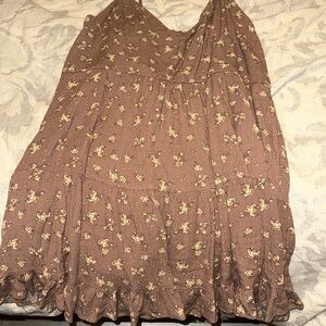 NWT Garage Light Brown Floral Spaghetti Strap Babydoll Dress